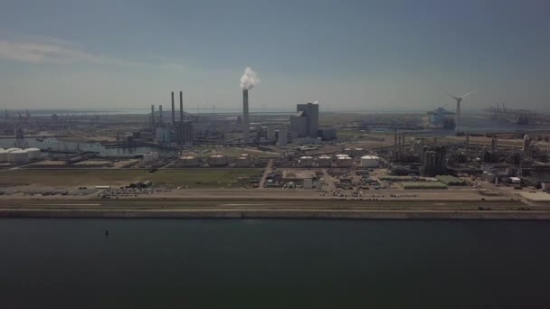 Torony Füsttel Ipari Kikötő Rotterdam Hollandiában Aerial View — Stock videók