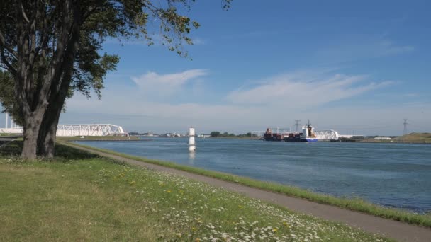 Deltaworks Maaslandkering Maesland Barriär Nära Rotterdam Nederländerna Antenn — Stockvideo