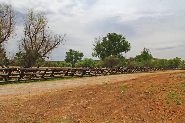 Dry River Bed River Border Fence Road Nogales Arizona Separating — Stock Photo, Image