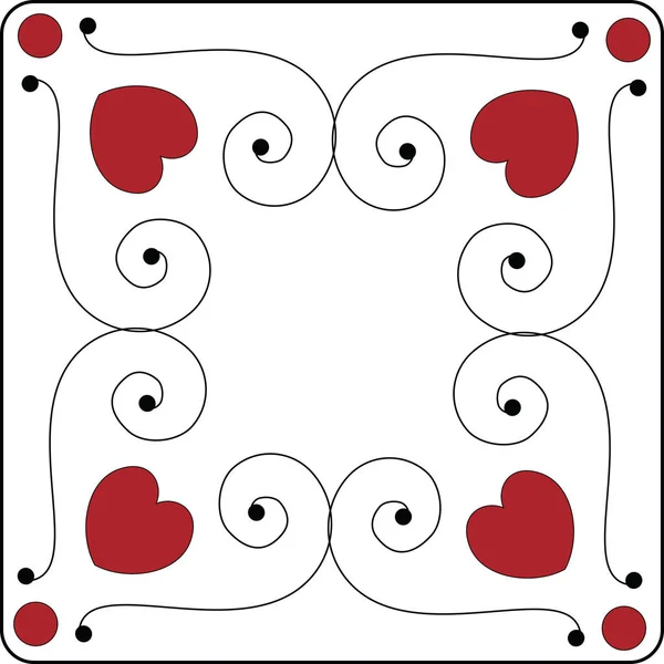 Cadre Étiquette Valentine Carré Vectoriel Avec Espace Copie Blanc Cœurs — Image vectorielle