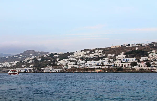 Port Chora Capitale Principale Ville Île Mykonos Grèce Dans Mer — Photo