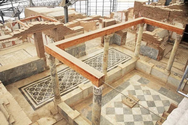 Archaeological Remains Decorative Tile Floors Frescoes Paintings Hillside House Slopes — Stock Photo, Image