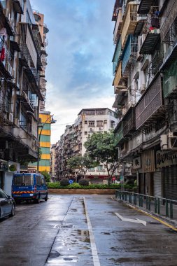 Çin, Macao sokak manzarası sabah Kou Si Tak bölgesinde