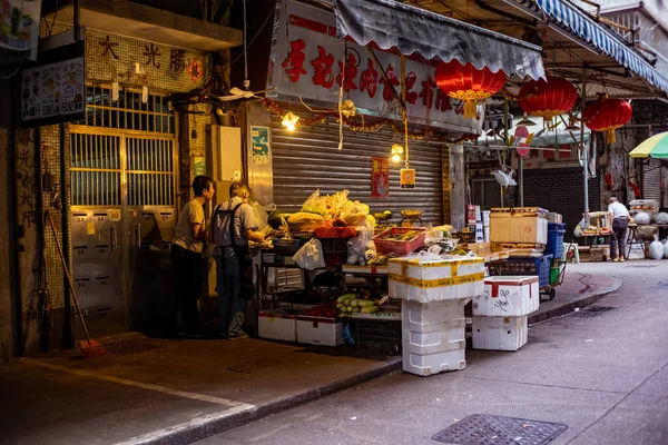 Kina Macao Par Förbereder Mat Till Salu Marknaden Gatufoto — Stockfoto