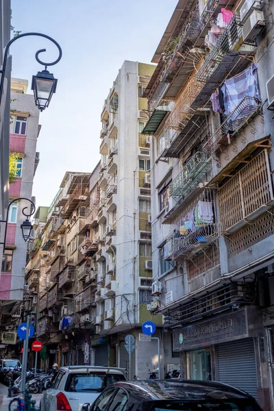 Old Macao Buildings Viewed Tiny Street District — Stock Photo, Image