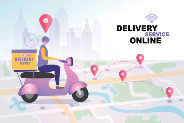 Koncept Služby Rychlého Dodání Pro Mobilní Aplikaci Online Delivery Service — Stockový vektor