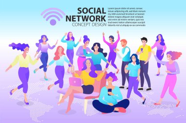 İnsan ya da insan figürleri seti. Yaratıcı Sosyal Ağ Kavramsal Vektör Tasarımı.
