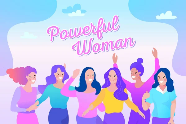 Kadınlar Hareket Modelini Güçlendirir Uluslararası Kadınlar Günü Grafikleri Kadın Kahraman — Stok Vektör
