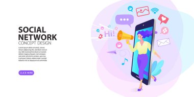 Sosyal Mesafe, Güvenlik ve İnsanlar İçin Alan. Şehirdeki arka plan. Profesyonellerden oluşan iş ekibi. düz vektör illüstrasyonu.