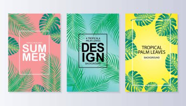 vektör kapağı yazı, tropikal palmiye yaprakları arka plan, EPS10.
