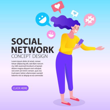 Online pazarlama konferansı. Infographic element simgeleri düz çizgi film konsepti. Pankart ağı için tasarım. vektör illüstrasyonu bilgi sosyal medya işi.