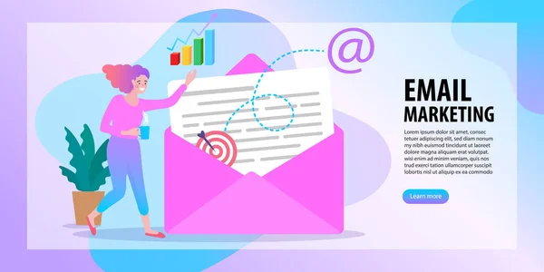 Email Marketing Koncepció Newsletter Mail Értesítések Közösségi Hálózat Üzletember Vektor — Stock Vector