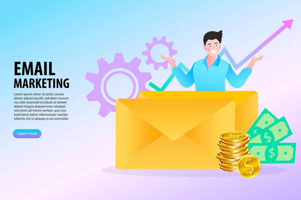 Mail Marketing Koncepciók Hírlevél Mail Értesítés Közösségi Háló Üzletember Vektor — Stock Vector