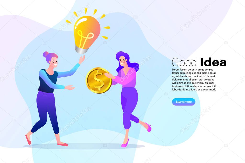 Woman getting money from the computer. business concept illustration. Earning money in the internet, freelance, business online.