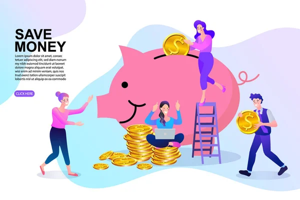 Dinero Seguro Piggy Concepto Banca Por Internet Ganancias Inversor Empresario — Vector de stock