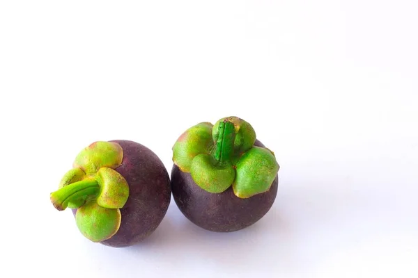 Mangosteen Die Königin Der Thailändischen Früchte Mangoteen Auf Weißem Hintergrund — Stockfoto