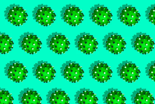 細菌やウイルスのパターン ハードシャドウの写真からの写真 白地に赤 緑のウイルスや細菌の水平医療用図面 — ストック写真