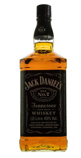 Jack Daniel Whiskey Bottle White Background — Stock Photo, Image