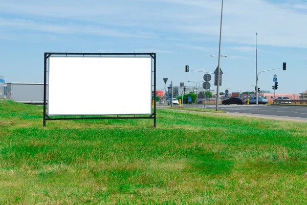 Baner Reklamowy Białą Przestrzenią Tekst Tle Ulic Miasta Tle Ulic — Zdjęcie stockowe