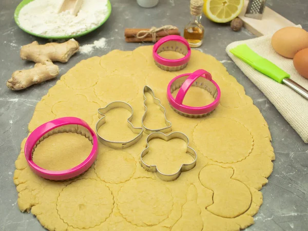 Galletas Caseras Pan Jengibre Masa Corteza Corta — Foto de Stock