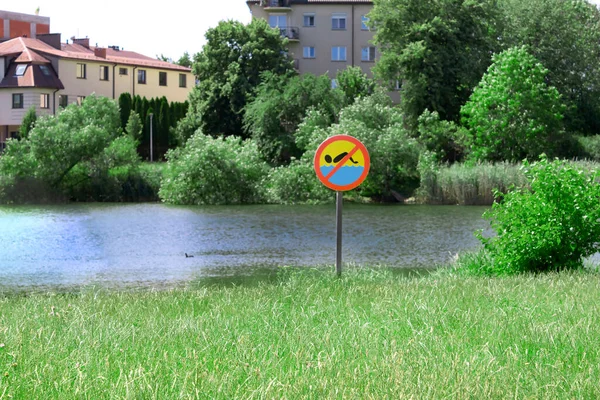 Sign Beach Prohibiting Swimming Metal Sign Prohibiting Swimming Royalty Free Stock Photos