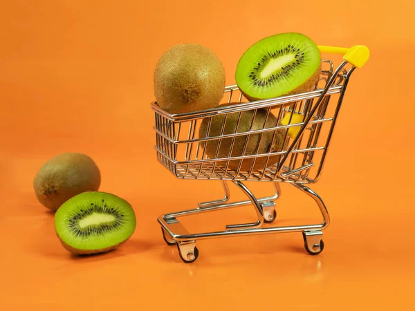 Fresh Kiwi Cart Background Text Buy Kiwi — Stock Photo, Image