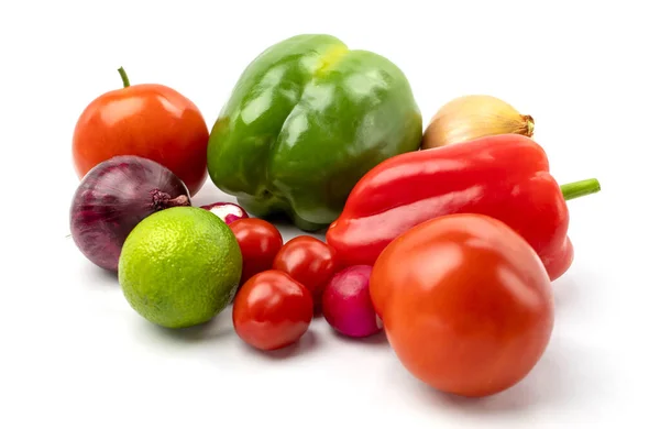 Fresh Vegetables White Background Place Text Fresh Vegetables Tomatoes Cucumbers Royalty Free Stock Photos