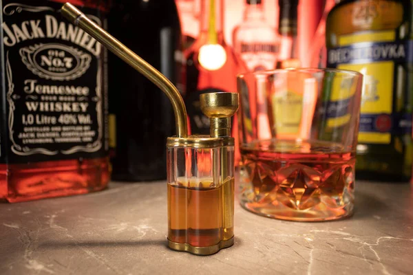 Împreună Coniac Whisky Fundal Alcool — Fotografie, imagine de stoc