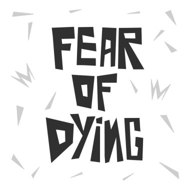 Panik atak ve depresif bozukluğun belirtileri. Beyaz arka planda ölen vektör korkusu. Tıbbi posterler, afişler, tipografi için tasarım.