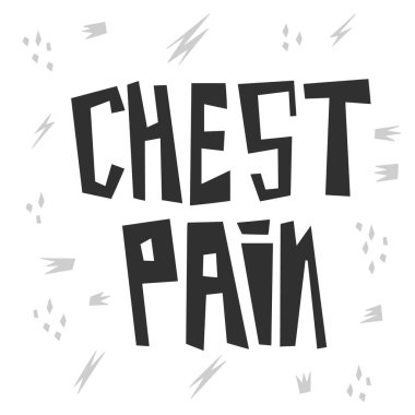 Panik atak ve depresif bozukluğun belirtileri. Göğüs ağrısı vektörü beyaz arkaplanda elementlerle birlikte. Tıbbi afişler ve posterler için tasarım