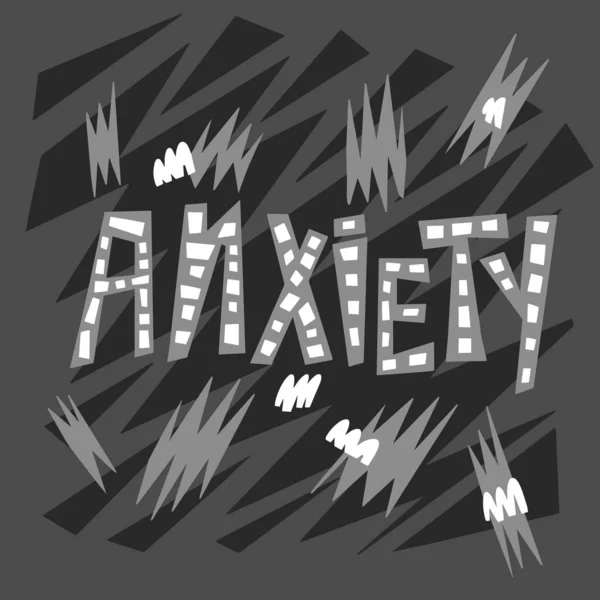 Anxiété dessinée à la main lettrage vectoriel. Concept d'attaque de panique. — Image vectorielle