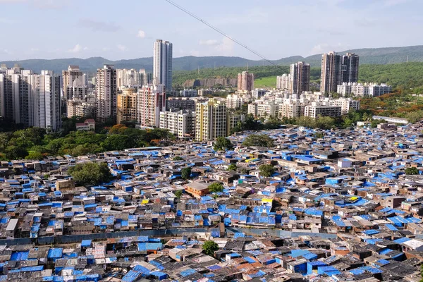 Mumbai, Maharashtra, India/June 24, 2020: Aerial view of Appa Pada slum in Malad East. These slums are one of the hotspots for the spread of Corona virus.