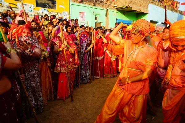 Nandgaon Indien Mars 2016 Män Retas Med Kvinnor Som Del — Stockfoto