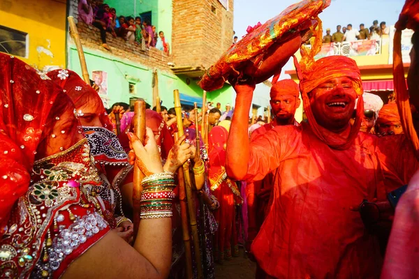 Nandgaon Indien Mars 2016 Män Retas Med Kvinnor Som Del — Stockfoto