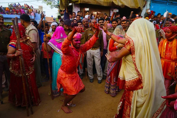 Nandgaon Indien Mars 2016 Män Retas Med Kvinnor Som Del — Stockfoto