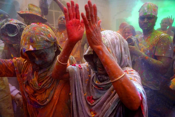 Vrindavan Indie Marca 2016 Wdowy Świętują Święto Holi Festiwal Kolorów — Zdjęcie stockowe