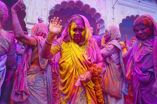 Vrindavan Indie Marca 2016 Wdowy Świętują Święto Holi Festiwal Kolorów — Zdjęcie stockowe