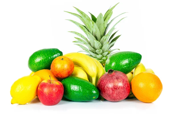 Healthy Eating Concept Group Various Fruits Isolated White Background Close — Stock Photo, Image