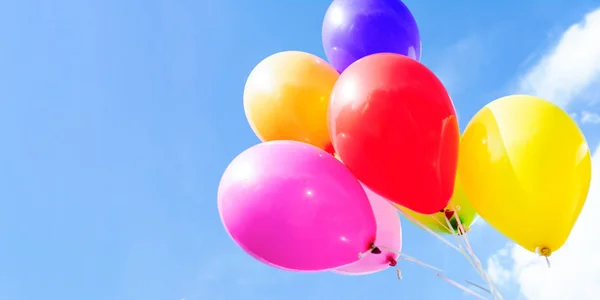 Openlucht Partij Decoratie Concept Mix Van Kleurrijke Ballonnen Achtergrond Van — Stockfoto