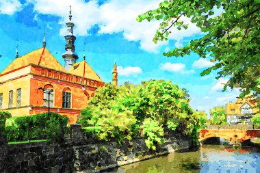 Amazing cityscape of the Old Town in Gdansk clipart