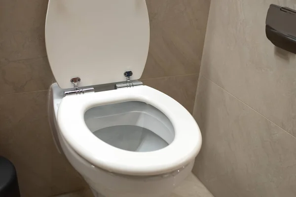 White New Ceramic Toilet Bowl Bathroom Close — Stock Photo, Image
