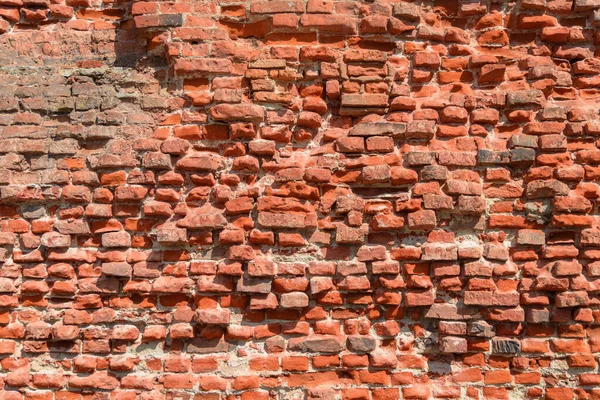 Pełne Tło Ramki Starych Złamanych Czerwonych Cegieł Ściany Wysokie Szczegóły — Zdjęcie stockowe