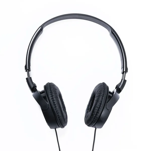 Modern Black Wired Headphones Isolated White Background Close Royalty Free Stock Photos