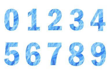 kesme kağıdı beyaz arkaplanda 0-9 numaralardır