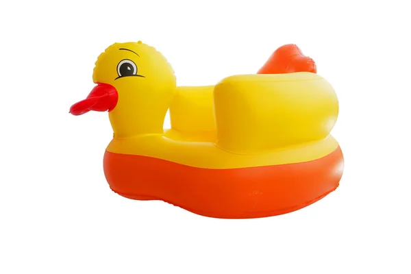 Brinquedos Infláveis Forma Pato Para Que Bebês Pratiquem Sentar Isolados — Fotografia de Stock
