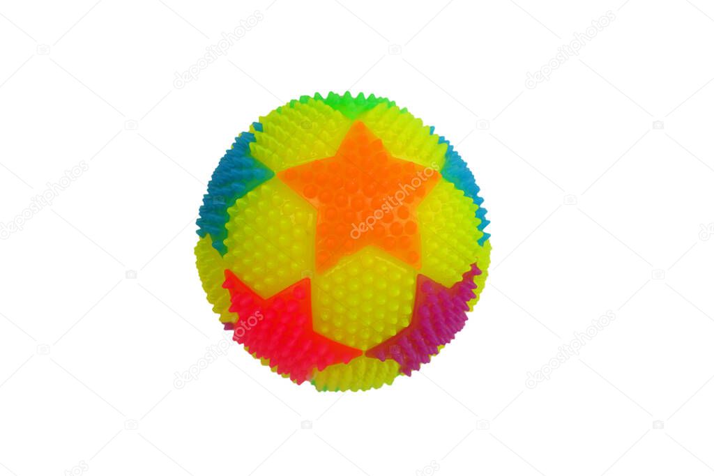 Rubber ball toys for children and have flashing lights when shaking it on white background