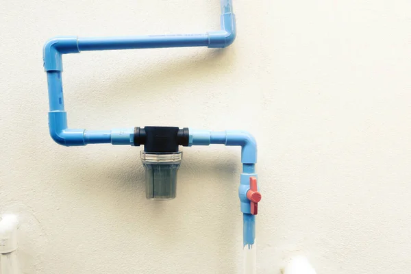Instalación Válvulas Filtros Agua Pared Antes Entrar Casa — Foto de Stock