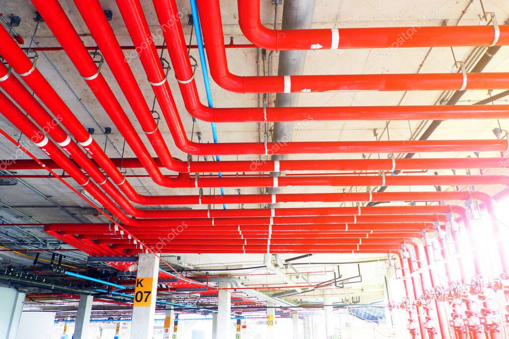 System of water pipes and control valves of The water system in the department store.For use inside department store and fire protection system.