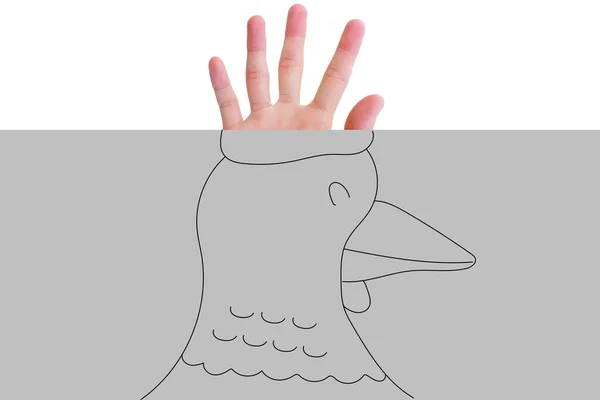 Stworzyć Kurczaka Pomysł Ręką Gdy Połączeniu — Zdjęcie stockowe