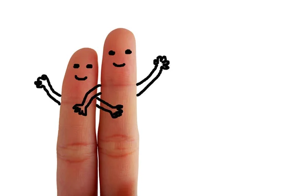 Cartoon People Concept Idea Create Art Finger Family Friend White — Stock Photo, Image